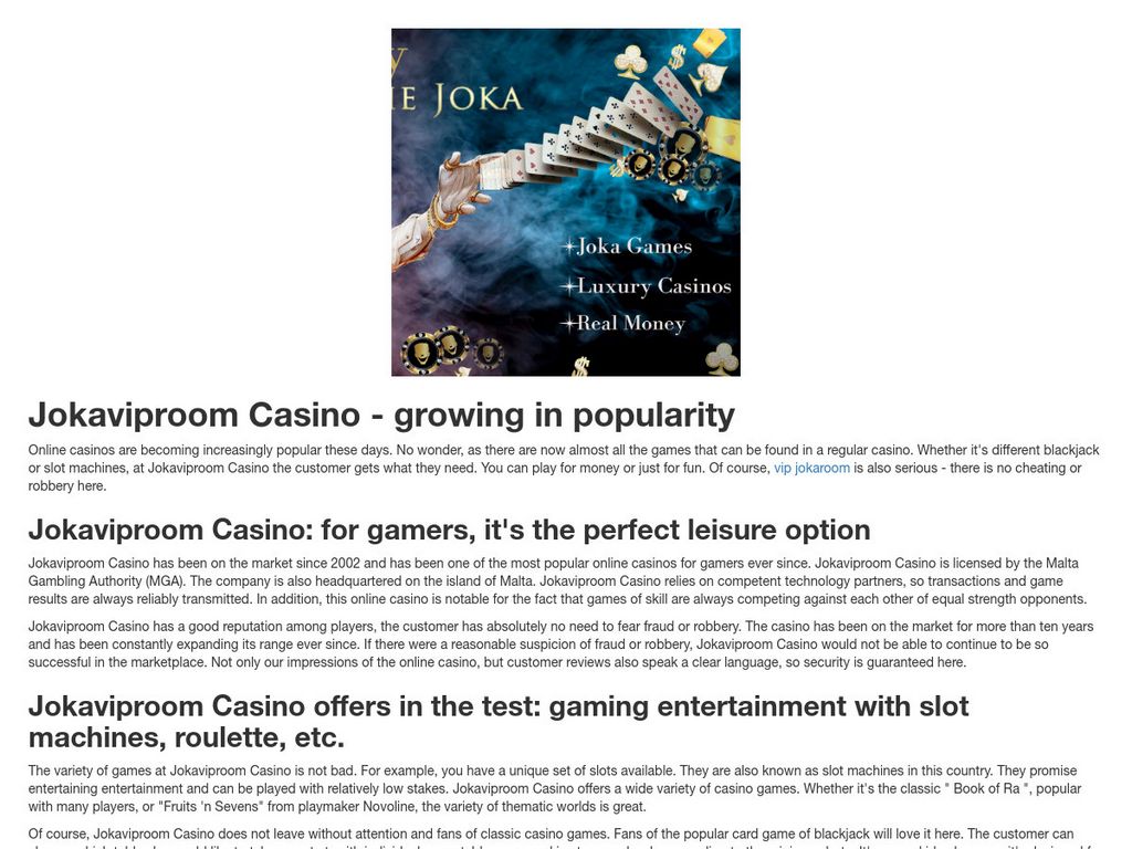 JokaRoom - Online Gambling Enterprise Boosts Gaming Experience